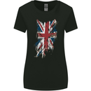 Distressed Union Jack Flag GB British UK Womens Wider Cut T-Shirt Black