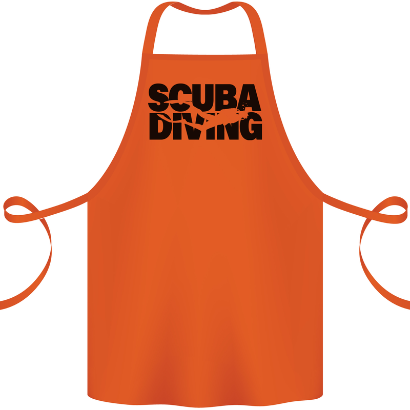 Diver Silhouette Scuba Diving Cotton Apron 100% Organic Orange