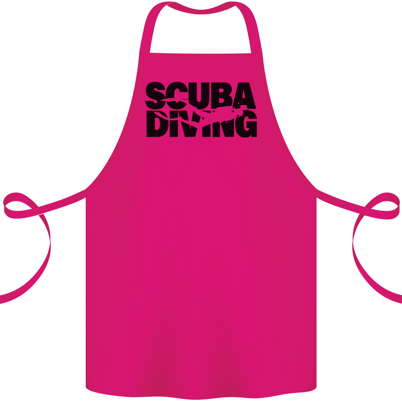 Diver Silhouette Scuba Diving Cotton Apron 100% Organic Pink