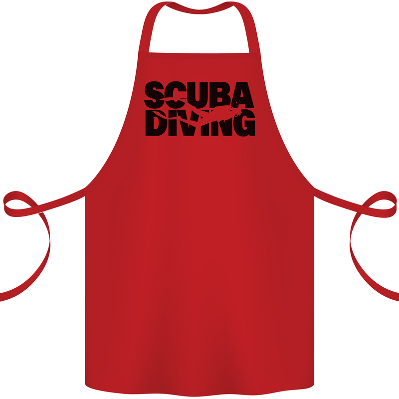 Diver Silhouette Scuba Diving Cotton Apron 100% Organic Red