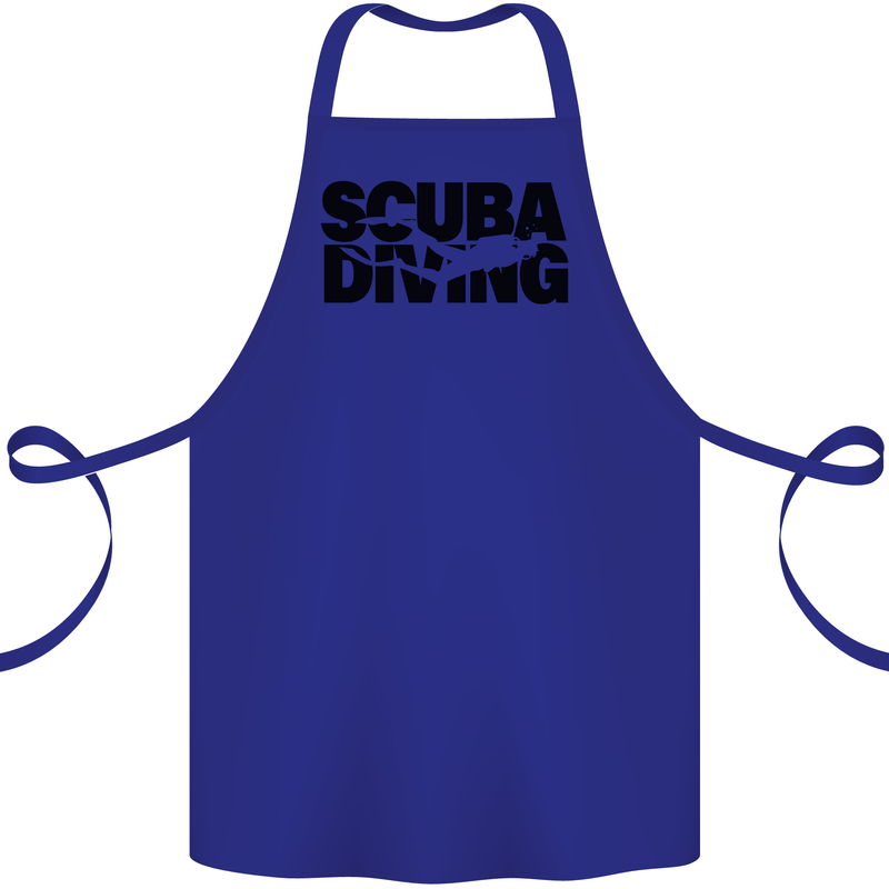 Diver Silhouette Scuba Diving Cotton Apron 100% Organic Royal Blue