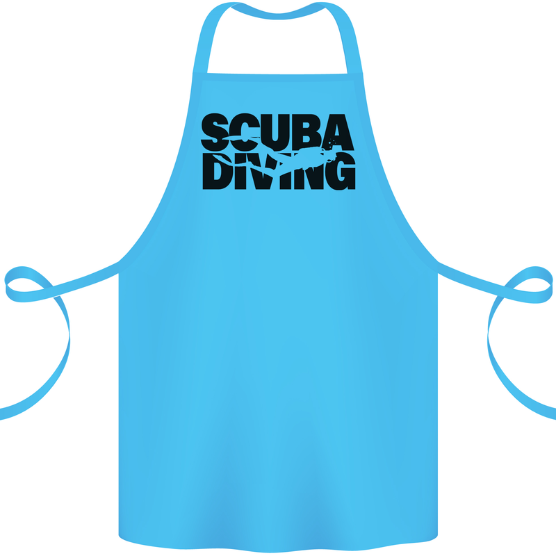 Diver Silhouette Scuba Diving Cotton Apron 100% Organic Turquoise