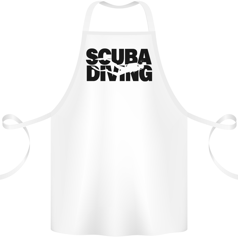Diver Silhouette Scuba Diving Cotton Apron 100% Organic White