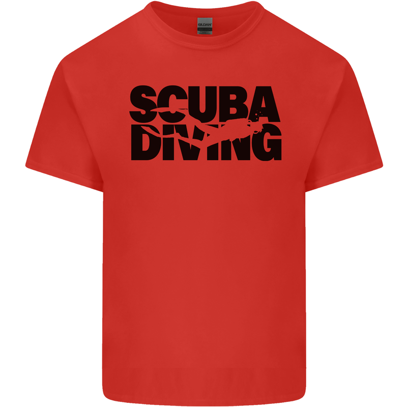 Diver Silhouette Scuba Diving Mens Cotton T-Shirt Tee Top Red