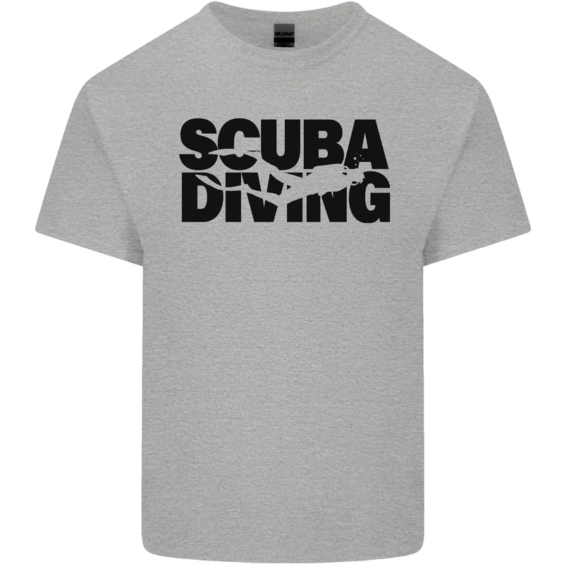 Diver Silhouette Scuba Diving Mens Cotton T-Shirt Tee Top Sports Grey