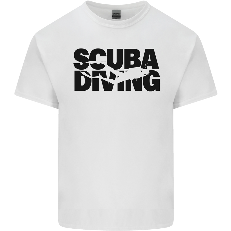 Diver Silhouette Scuba Diving Mens Cotton T-Shirt Tee Top White
