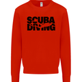 Diver Silhouette Scuba Diving Mens Sweatshirt Jumper Bright Red