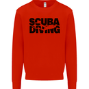 Diver Silhouette Scuba Diving Mens Sweatshirt Jumper Bright Red