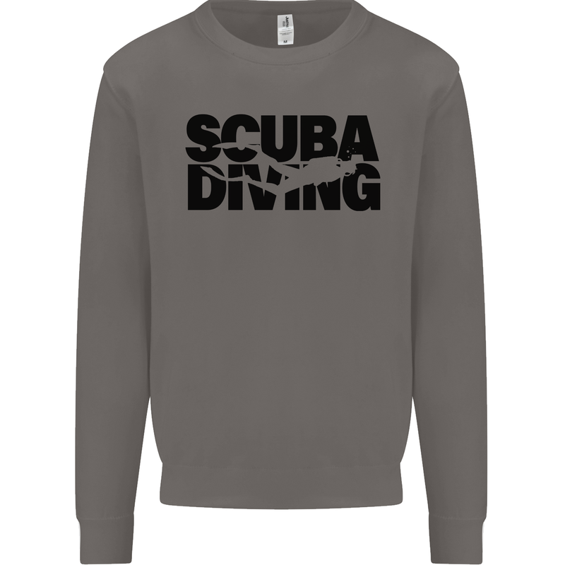 Diver Silhouette Scuba Diving Mens Sweatshirt Jumper Charcoal