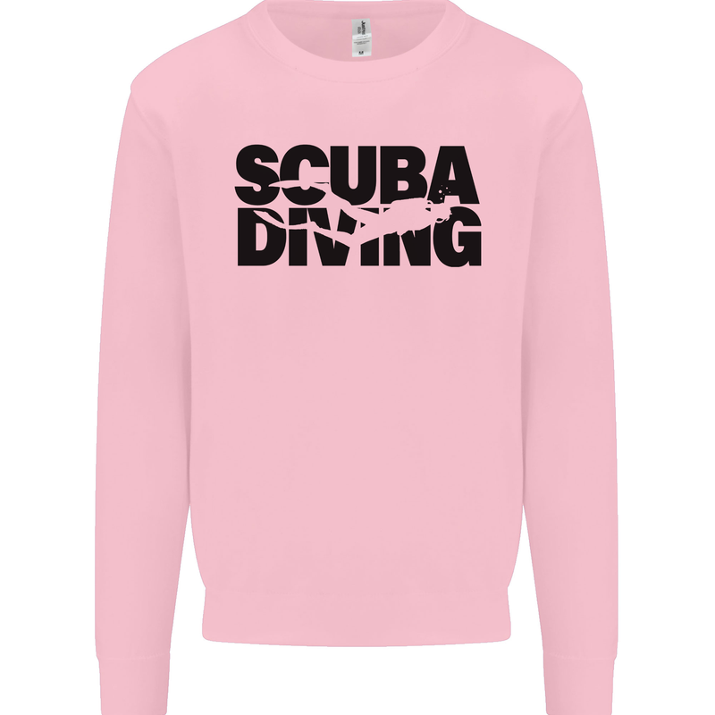 Diver Silhouette Scuba Diving Mens Sweatshirt Jumper Light Pink