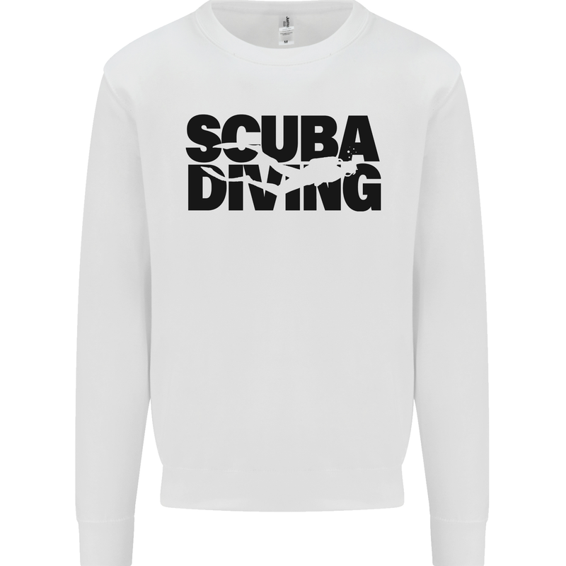 Diver Silhouette Scuba Diving Mens Sweatshirt Jumper White