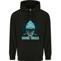 Diving Thrills Funny Scuba Diving Shark Diver Childrens Kids Hoodie Black