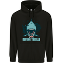 Diving Thrills Funny Scuba Diving Shark Diver Childrens Kids Hoodie Black