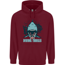 Diving Thrills Funny Scuba Diving Shark Diver Childrens Kids Hoodie Maroon