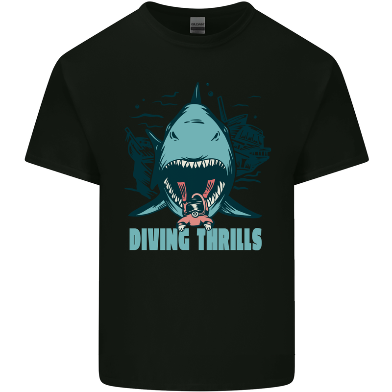 Diving Thrills Funny Scuba Diving Shark Diver Kids T-Shirt Childrens Black