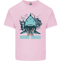 Diving Thrills Funny Scuba Diving Shark Diver Kids T-Shirt Childrens Light Pink