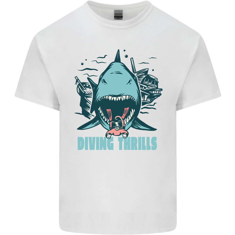 Diving Thrills Funny Scuba Diving Shark Diver Kids T-Shirt Childrens White