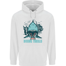 Diving Thrills Funny Scuba Diving Shark Diver Mens 80% Cotton Hoodie White