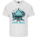 Diving Thrills Funny Scuba Diving Shark Diver Mens Cotton T-Shirt Tee Top White