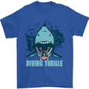 Diving Thrills Funny Scuba Diving Shark Diver Mens T-Shirt 100% Cotton Royal Blue