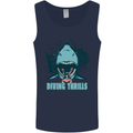 Diving Thrills Funny Scuba Diving Shark Diver Mens Vest Tank Top Navy Blue