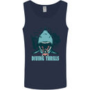 Diving Thrills Funny Scuba Diving Shark Diver Mens Vest Tank Top Navy Blue