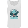 Diving Thrills Funny Scuba Diving Shark Diver Mens Vest Tank Top White