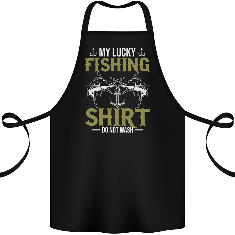 Do Not Wash My Lucky Fishing Funny Fisherman Cotton Apron 100% Organic Black