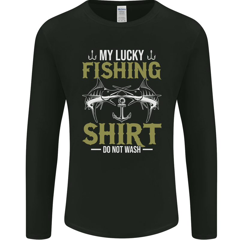 Do Not Wash My Lucky Fishing Funny Fisherman Mens Long Sleeve T-Shirt Black