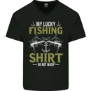 Do Not Wash My Lucky Fishing Funny Fisherman Mens V-Neck Cotton T-Shirt Black