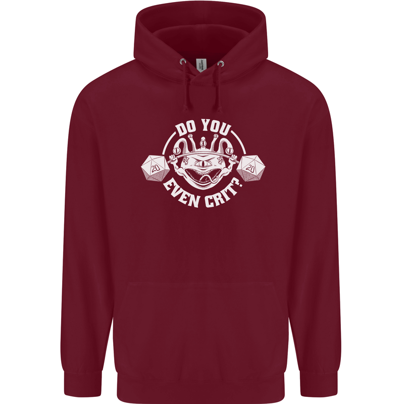 Do You Even Crit Role Play Game RPG Gym Mens 80% Cotton Hoodie Maroon