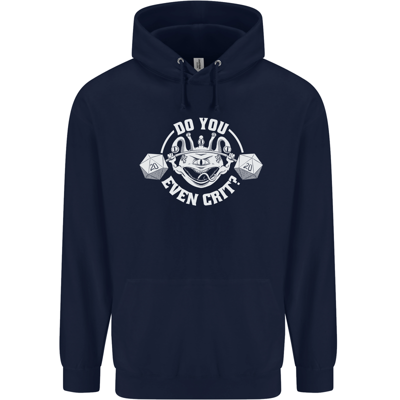 Do You Even Crit Role Play Game RPG Gym Mens 80% Cotton Hoodie Navy Blue