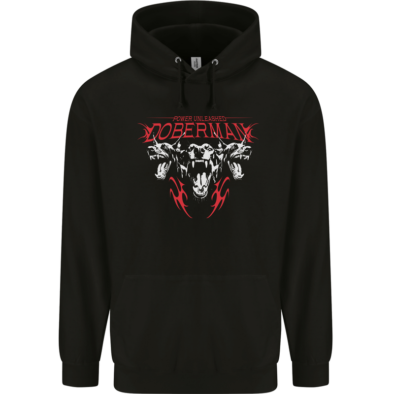 Doberman Power Unleashed Dog Childrens Kids Hoodie Black