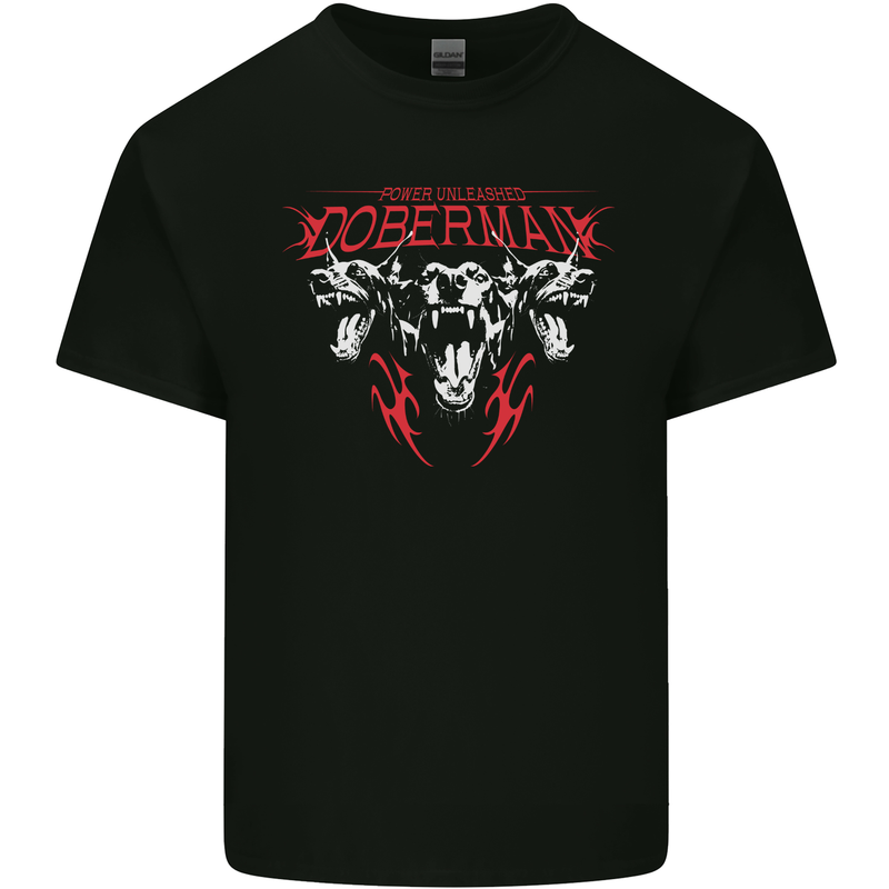 Doberman Power Unleashed Dog Kids T-Shirt Childrens Black