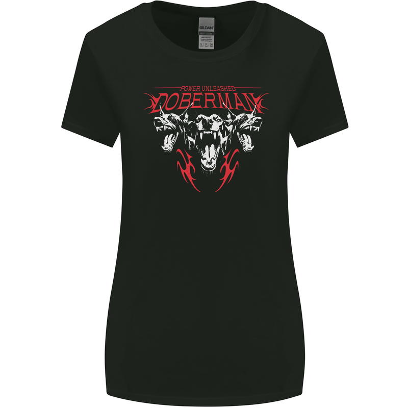 Doberman Power Unleashed Dog Womens Wider Cut T-Shirt Black