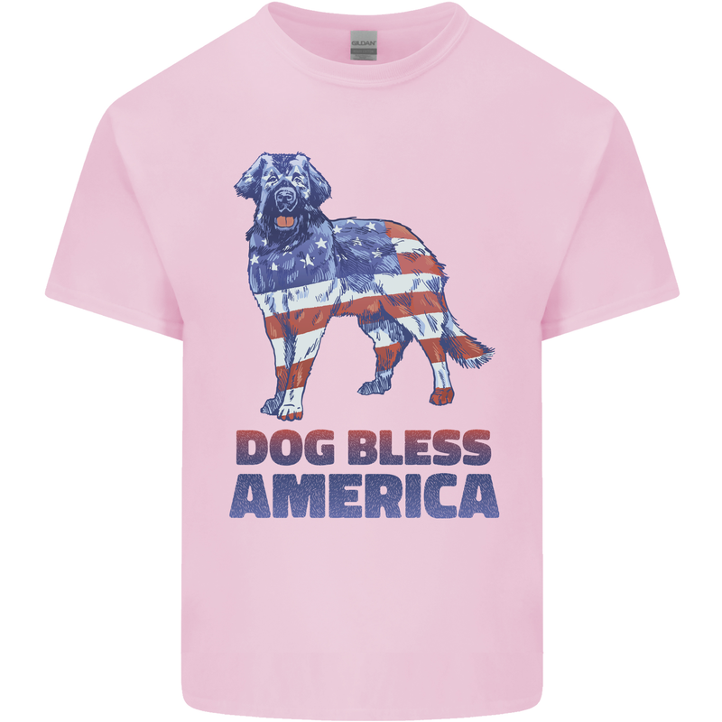 Dog Bless America USA Kids T-Shirt Childrens Light Pink