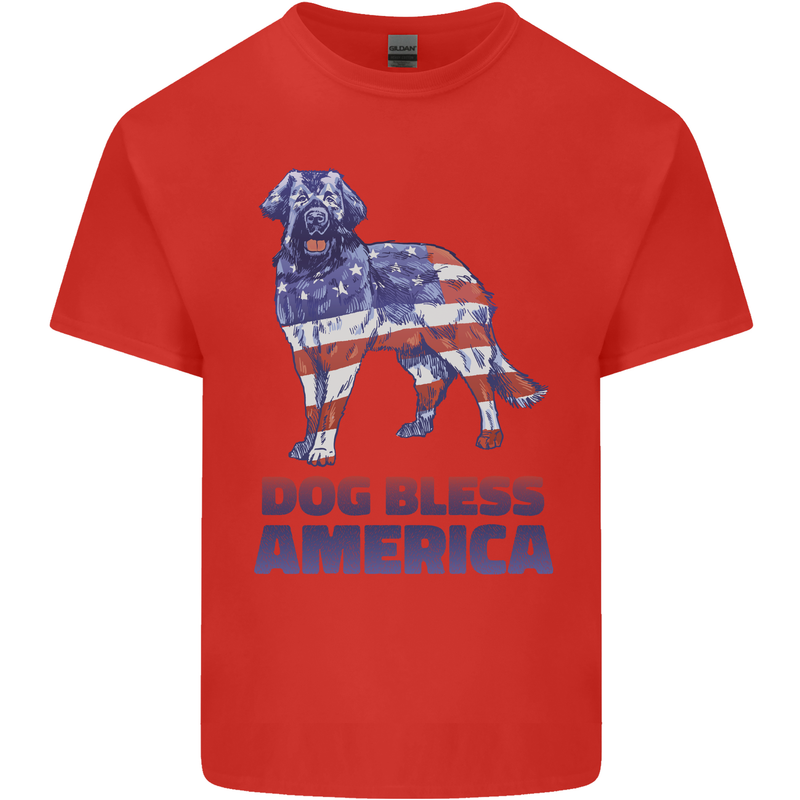 Dog Bless America USA Kids T-Shirt Childrens Red