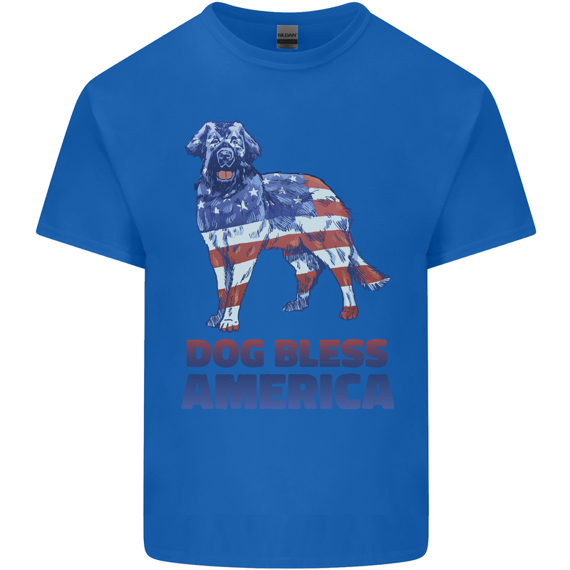 Dog Bless America USA Kids T-Shirt Childrens Royal Blue