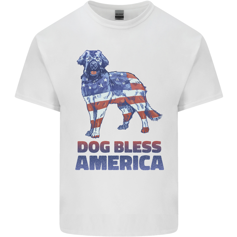 Dog Bless America USA Kids T-Shirt Childrens White