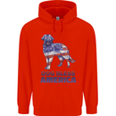 Dog Bless America USA Mens 80% Cotton Hoodie Bright Red