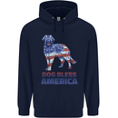 Dog Bless America USA Mens 80% Cotton Hoodie Navy Blue