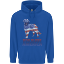 Dog Bless America USA Mens 80% Cotton Hoodie Royal Blue