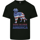 Dog Bless America USA Mens Cotton T-Shirt Tee Top Black