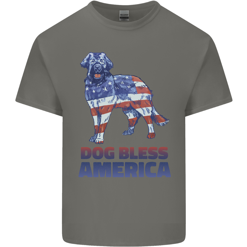 Dog Bless America USA Mens Cotton T-Shirt Tee Top Charcoal