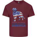Dog Bless America USA Mens Cotton T-Shirt Tee Top Maroon