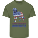 Dog Bless America USA Mens Cotton T-Shirt Tee Top Military Green