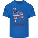 Dog Bless America USA Mens Cotton T-Shirt Tee Top Royal Blue