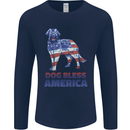 Dog Bless America USA Mens Long Sleeve T-Shirt Navy Blue