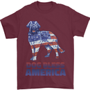 Dog Bless America USA Mens T-Shirt 100% Cotton Maroon