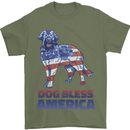 Dog Bless America USA Mens T-Shirt 100% Cotton Military Green
